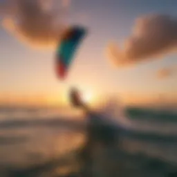 Kitesurfing at sunset in Bonita Springs showcasing vibrant colors and dynamic movement on the water