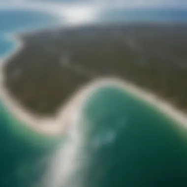 A panoramic view of St. George Island showcasing wind patterns over the water