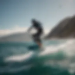 A high-performance efoil gliding across clear water
