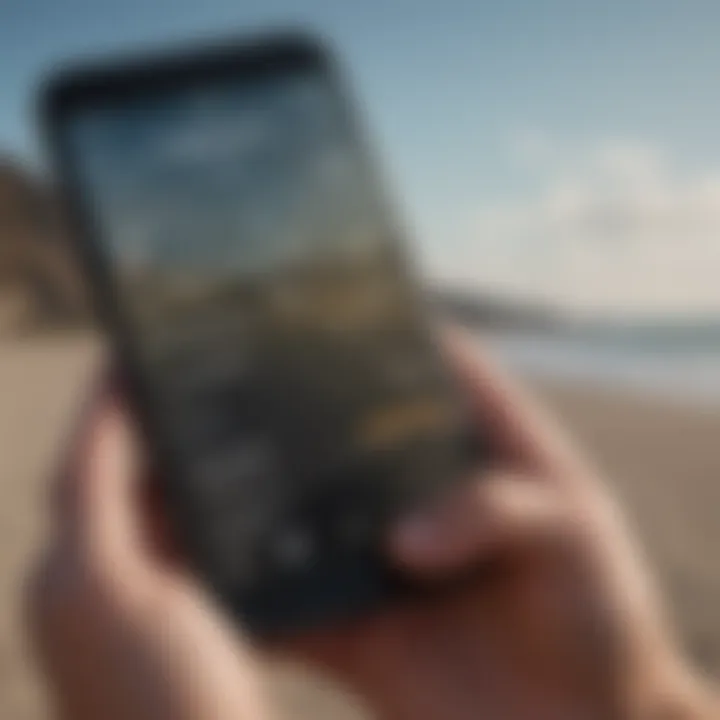 Close-up of a smartphone displaying the Wind Alert App