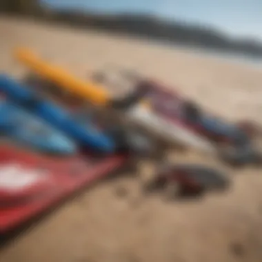 Detailed view of kiteboard components showcasing the essential gear.