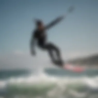 Kiteboarder riding the waves with precision and skill