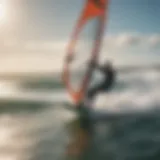 Graceful windsurfer carving through the waves