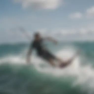 Kite surfer riding a wave in Puerto Rico