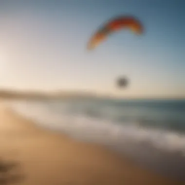 Scenic beach setting for kitesurfing practice with a trainer kite