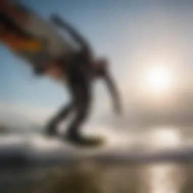 Kitesurfer showcasing agility with split toe booties