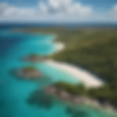 Aerial view of Union Island showcasing its turquoise waters and kitesurfing spots.