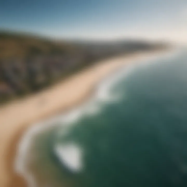 A panoramic view of Cumbuco's stunning coastline featuring golden sands and gentle waves.