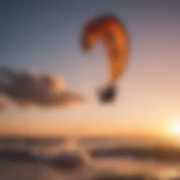 Kitesurfing tricks at sunset