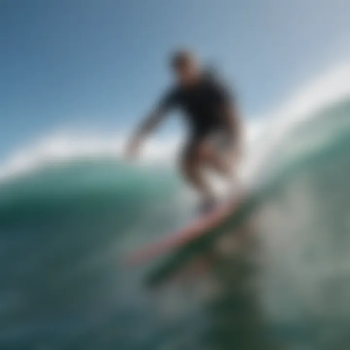 Wing board slicing through crystal-clear ocean waves