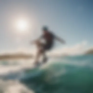 Kitesurfing action on a sunny day