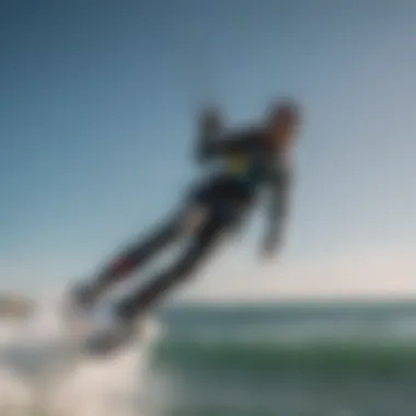 Dynamic kitesurfing action showcasing Flexifoil's advanced kite design