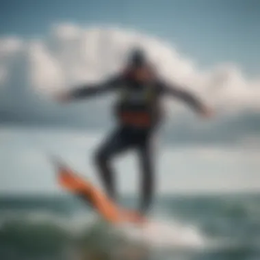 Kitesurfer in action, demonstrating safety techniques