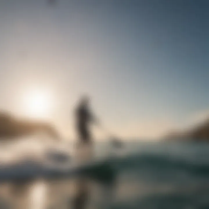 Paddle Boarder Observing Flying Fish Jumping