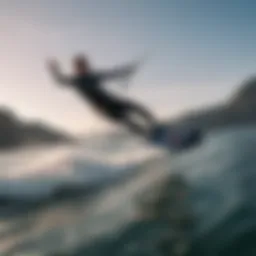 Foil board gliding gracefully on the water surface