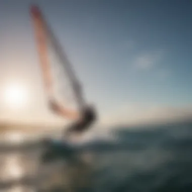 Windsurfing enthusiast mastering foil-ready board technique