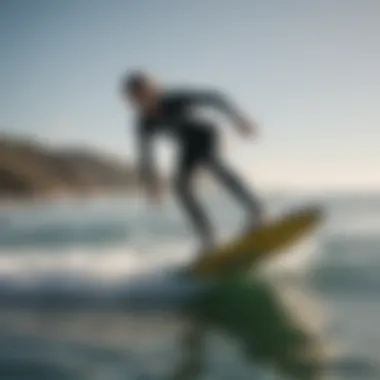 Foilboard surfer soaring above the water with ease