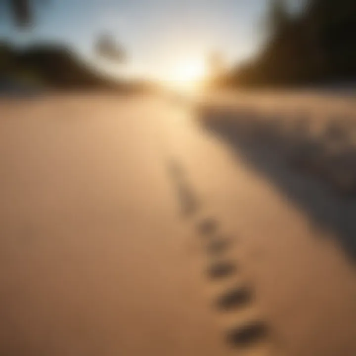 Footprints in the sand at Coconut Bay Beach