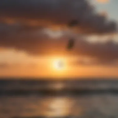 Sunset Silhouette of Kiteboarding Adventure