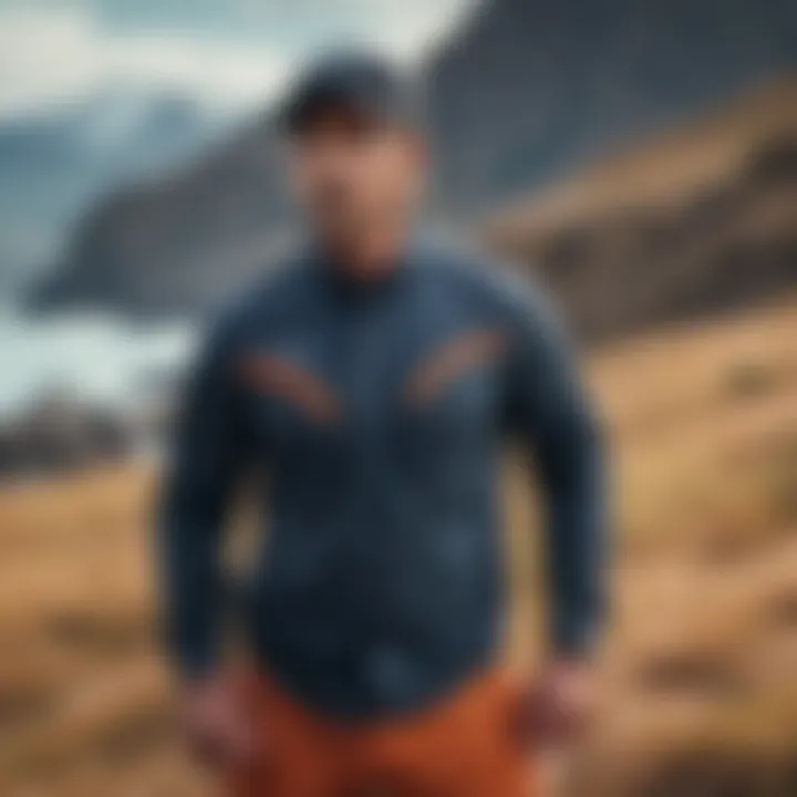 Functional heavyweight shirt features in mountain terrain