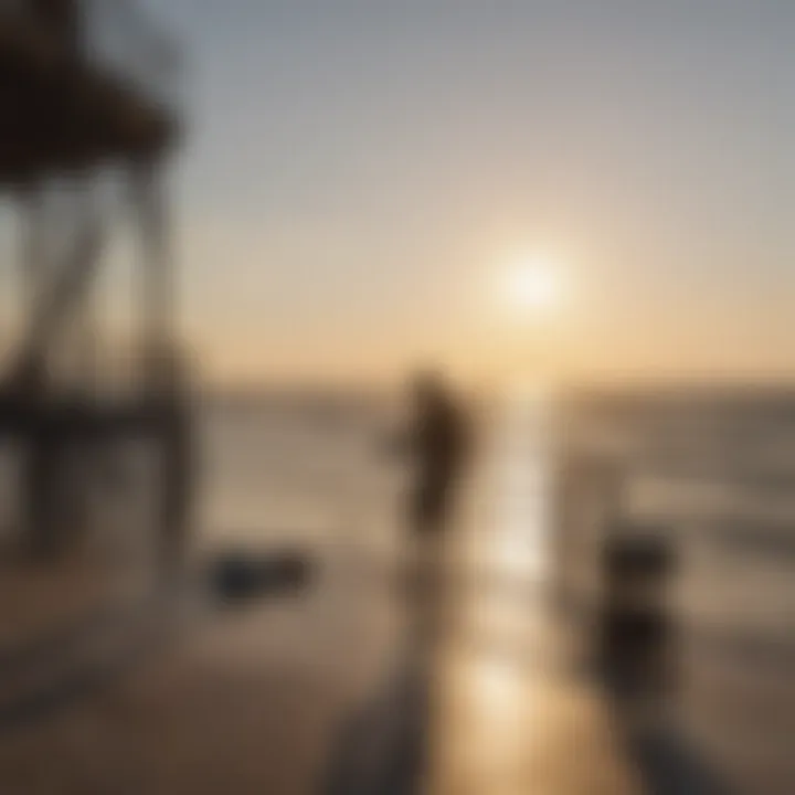 Fisherman preparing fishing gear at Galveston Fishing Pier