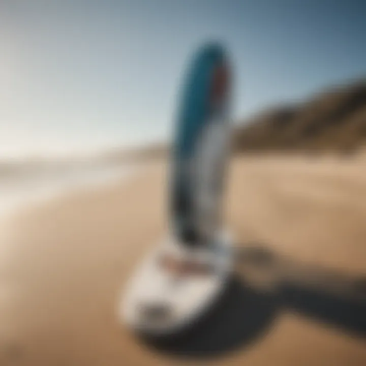 Diverse range of Go Joe Kiteboard equipment displayed on a beach