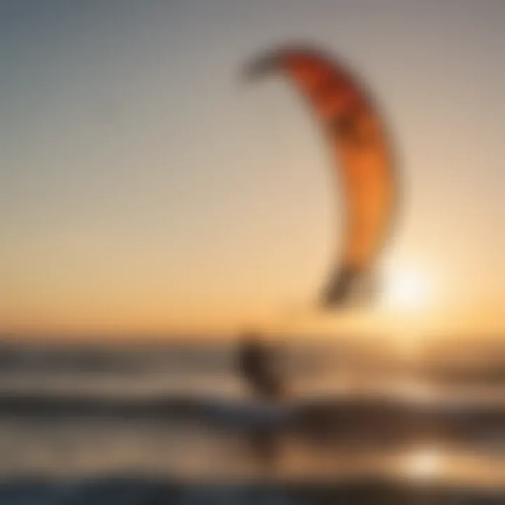 Kitesurfer Silhouetted Against Golden Hour