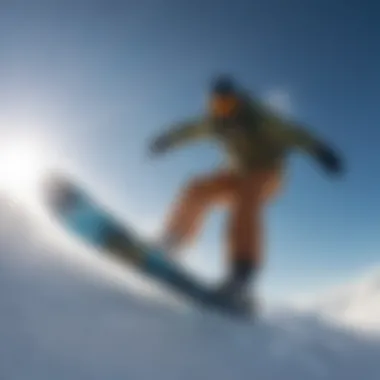 An athlete executing a stunning trick in mid-air during a snowboarding competition, encapsulating winter sports action.