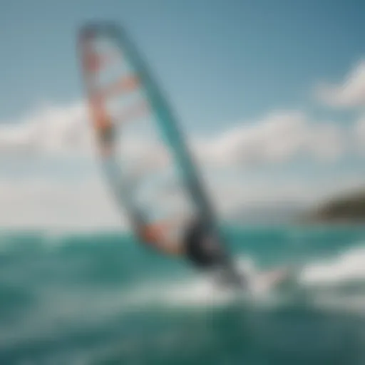 Graceful windsurfing maneuver in turquoise waters