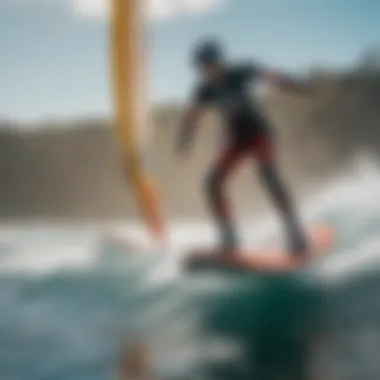 A vibrant scene of multiple water sports enthusiasts with hydrofoil equipment