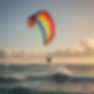 Ocean horizon with a colorful kite in the sky