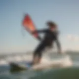 Wind-swept Kite Boarder in Action