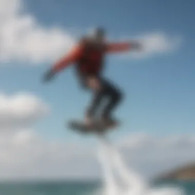 Rider showcasing impressive aerial jump on hover foil board