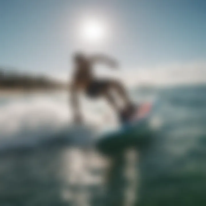 Hover surf board in action on crystal-clear waters