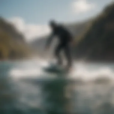 A kitesurfer experiencing the thrill of riding a hydro efoil