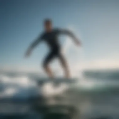 Hydrofoil surfboard cutting through the water