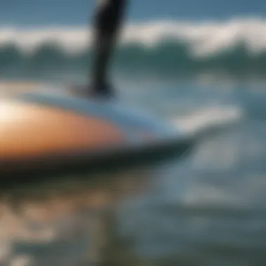 Close-up of hydrofoil surfboard design and technology