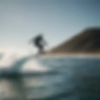 Hydrofoil surfer executing a perfect maneuver