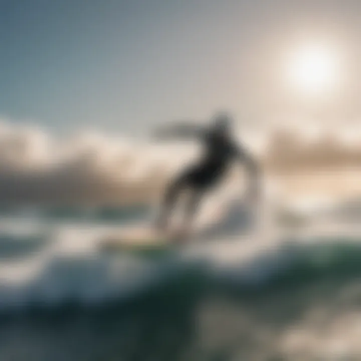 A rider gliding effortlessly above the water on a hydrofoil surfboard