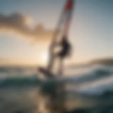 Hydrofoil Windsurfer Riding the Waves