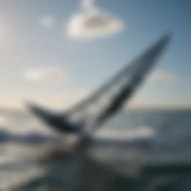 Close-up of hydrofoil wings creating lift and reducing drag in water