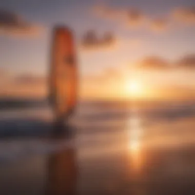 Vibrant sunset at a kitesurfing beach