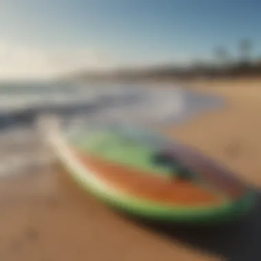 Close-up of innovative greenlight surfboard design