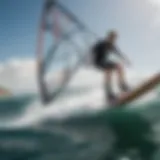 Innovative Hydrofoil Windsurfing Board in Action