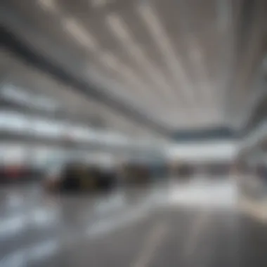 Interior of the Manch Airport terminal showcasing modern design and amenities