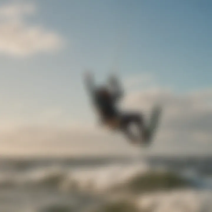 Kitesurfing action on a windy day in Iowa