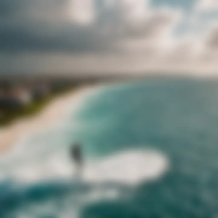 Kite boarder performing impressive aerial tricks against a backdrop of stunning Bonaire shoreline