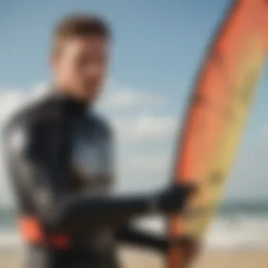 An experienced kitesurfer selecting the right equipment