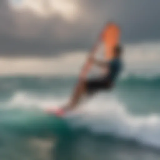 Kite Surfer Riding the Waves in Hawaii