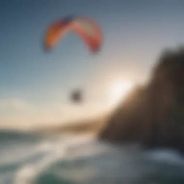 Kite surfing against the backdrop of Hawaii's scenic coastline